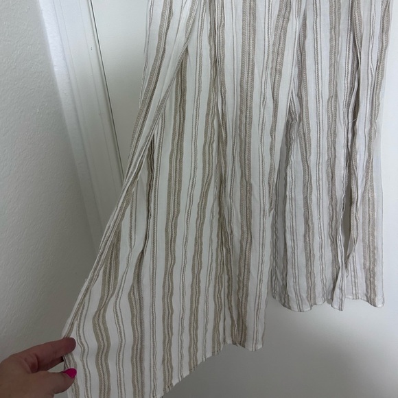 Miou Muse Striped Beige and White Split Leg Pants Size Small - Picture 2 of 6